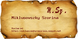 Miklusovszky Szorina névjegykártya